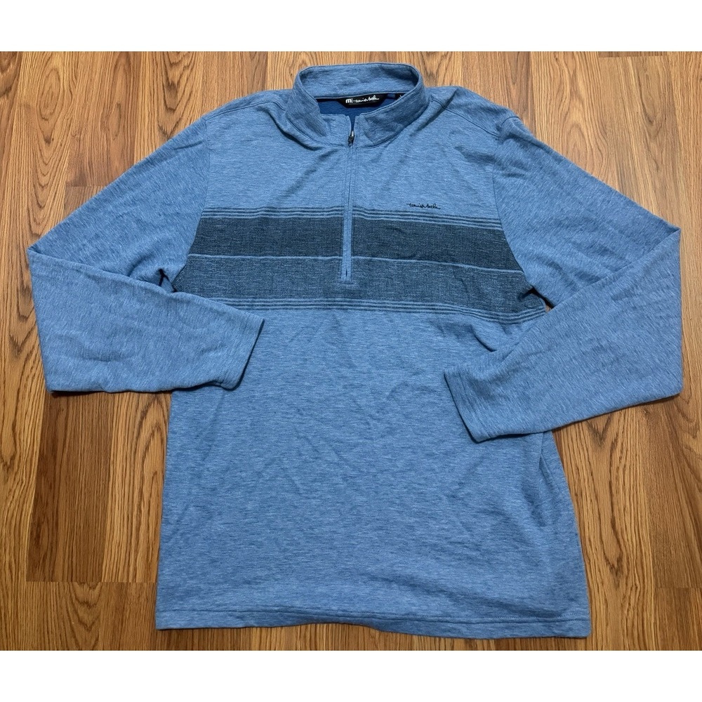 TravisMathew Quarter Zip Pullover Mens Large Bridge The Gap Blue Stripe Golf